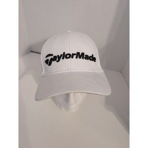 TaylorMade Golf Hat Mens S-M White Cap Flex Fit Mesh Breathable Embroidered‎